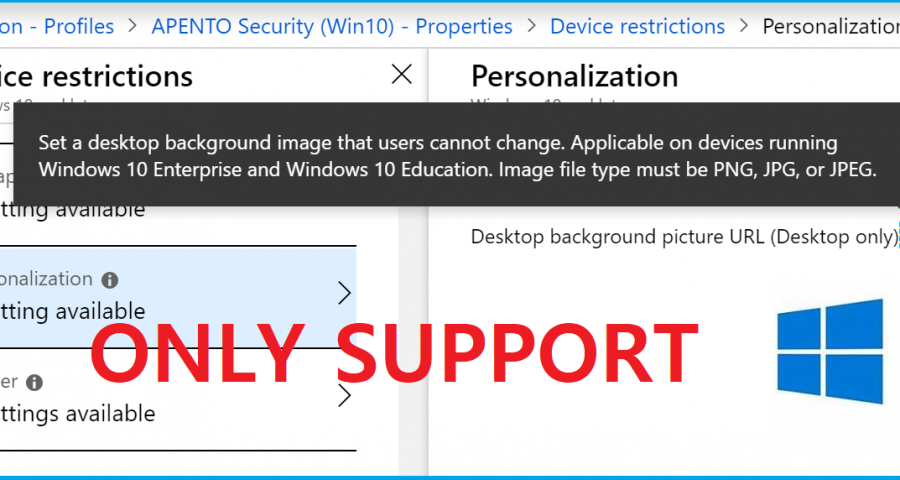 Apply corporate background to Windows 10 Pro with Microsoft Intune